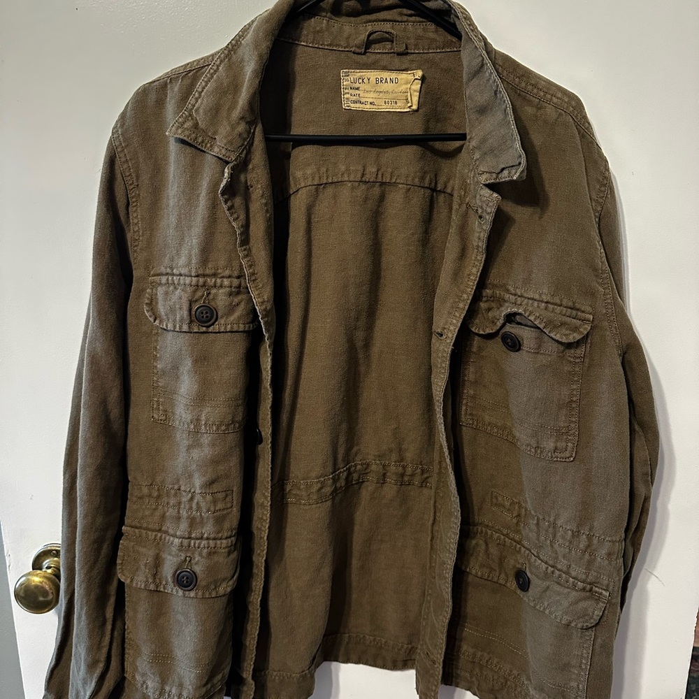 Lucky Brand Men's Olive Military Jacket
